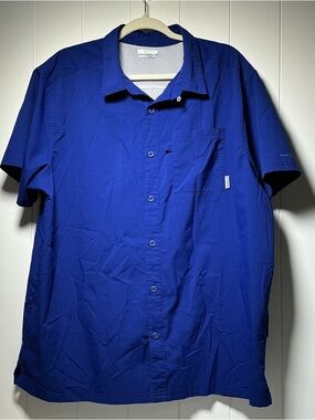 Columbia PFG Omni Shade Fishing Shirt Men’s XL Blue Vented Outdoors Short Sleeve
